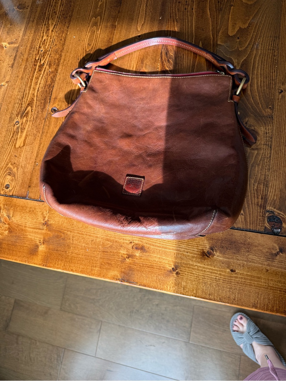 Dooney & Bourke Florentine Leather Twist Strap Hobo, in Natural